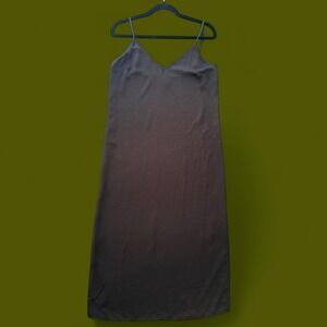 A New Day Women's Medium Black Satin Slip Maxi Dress Adjustable Straps